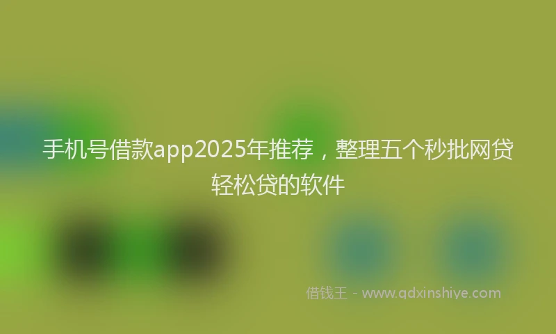 手机号借款app2025年推荐，整理五个秒批网贷轻松贷的软件