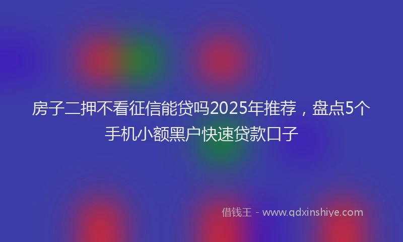 房子二押不看征信能贷吗2025年推荐，盘点5个手机小额黑户快速贷款口子