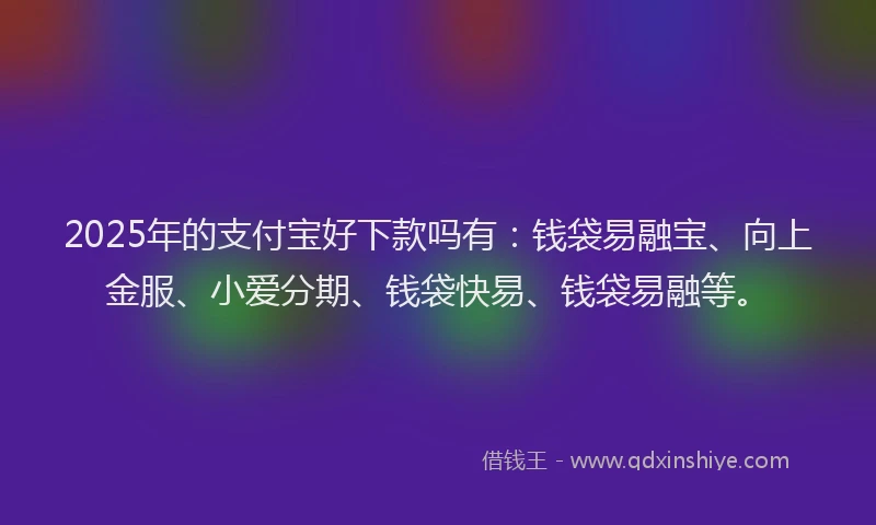 2025年的支付宝好下款吗有：钱袋易融宝、向上金服、小爱分期、钱袋快易、钱袋易融等。