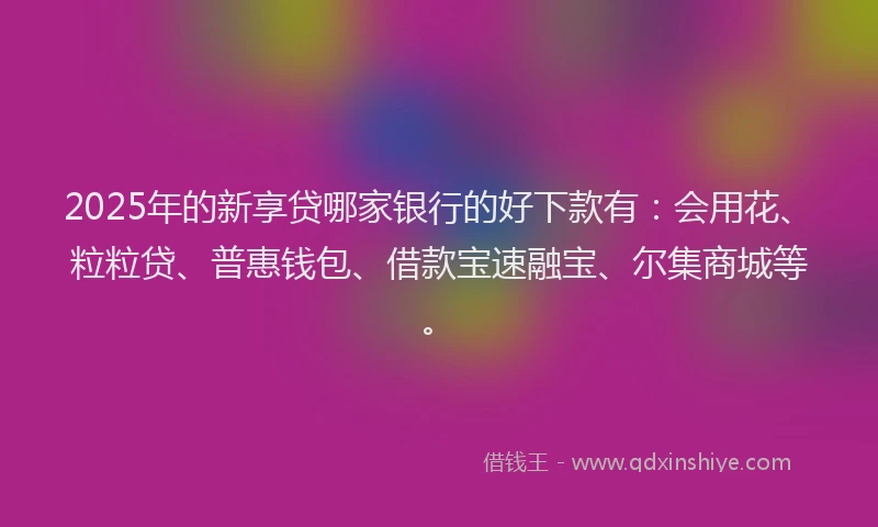 2025年的新享贷哪家银行的好下款有：会用花、粒粒贷、普惠钱包、借款宝速融宝、尔集商城等。