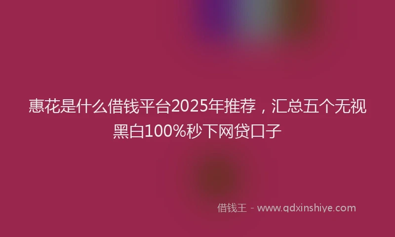 惠花是什么借钱平台2025年推荐，汇总五个无视黑白100%秒下网贷口子