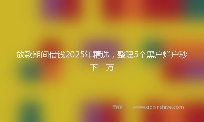 放款期间借钱2025年精选，整理5个黑户烂户秒下一万