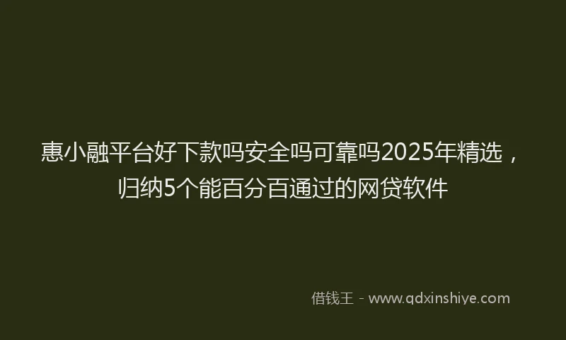 惠小融平台好下款吗安全吗可靠吗2025年精选，归纳5个能百分百通过的网贷软件