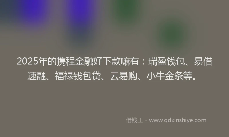 2025年的携程金融好下款嘛有：瑞盈钱包、易借速融、福禄钱包贷、云易购、小牛金条等。