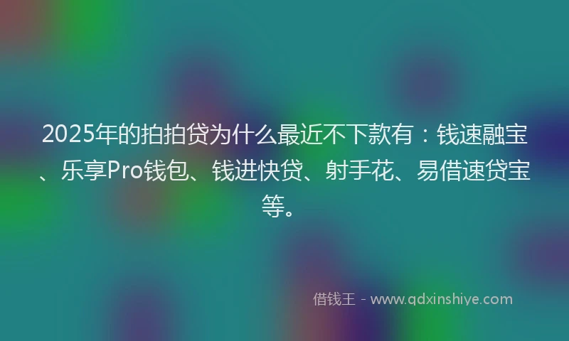 2025年的拍拍贷为什么最近不下款有：钱速融宝、乐享Pro钱包、钱进快贷、射手花、易借速贷宝等。