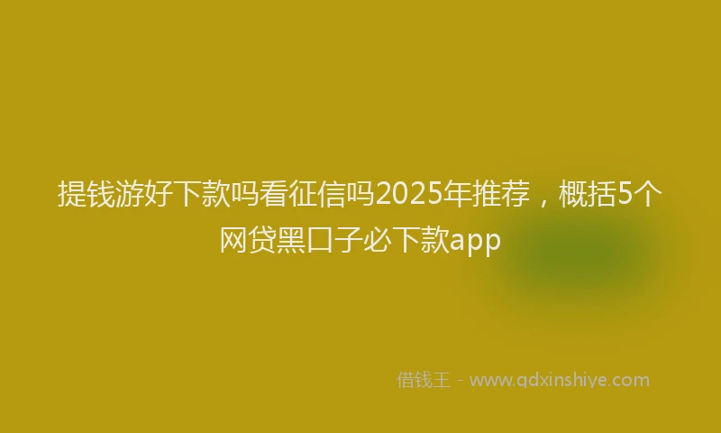 提钱游好下款吗看征信吗2025年推荐，概括5个网贷黑口子必下款app