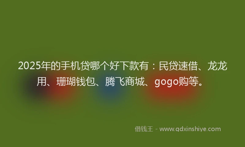 2025年的手机贷哪个好下款有：民贷速借、龙龙用、珊瑚钱包、腾飞商城、gogo购等。