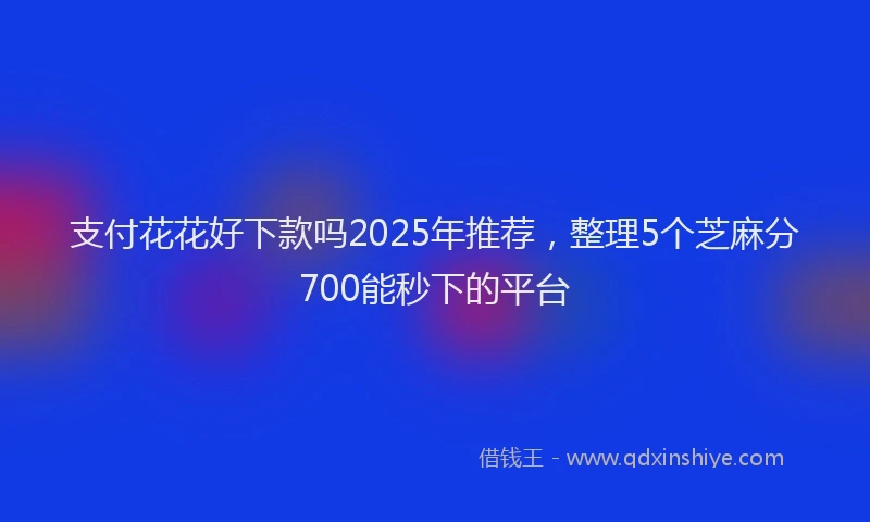 支付花花好下款吗2025年推荐，整理5个芝麻分700能秒下的平台