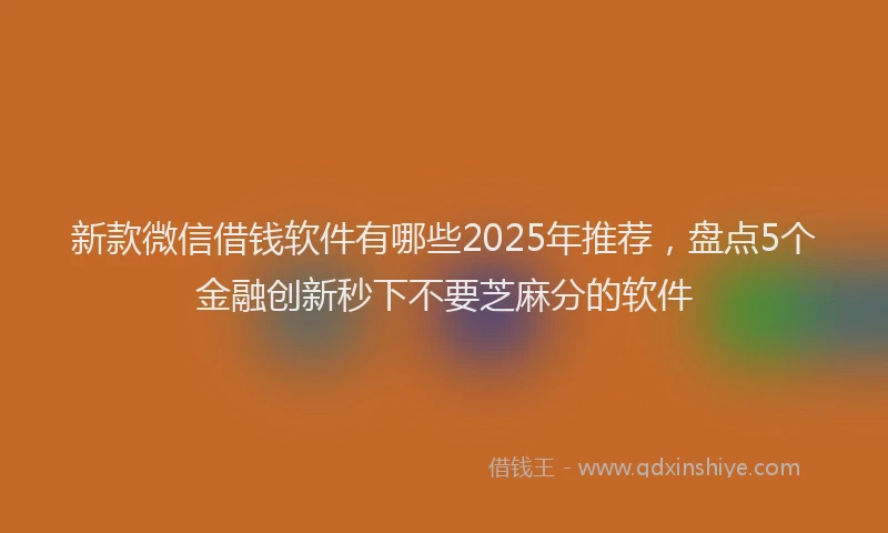 新款微信借钱软件有哪些2025年推荐，盘点5个金融创新秒下不要芝麻分的软件