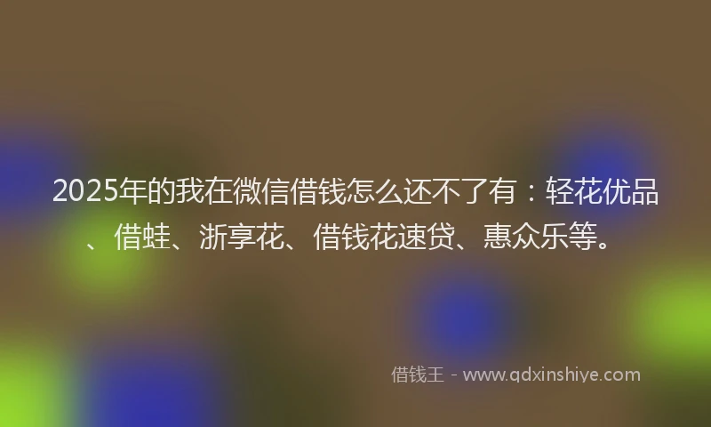 2025年的我在微信借钱怎么还不了有：轻花优品、借蛙、浙享花、借钱花速贷、惠众乐等。