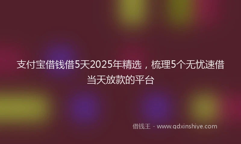 支付宝借钱借5天2025年精选，梳理5个无忧速借当天放款的平台
