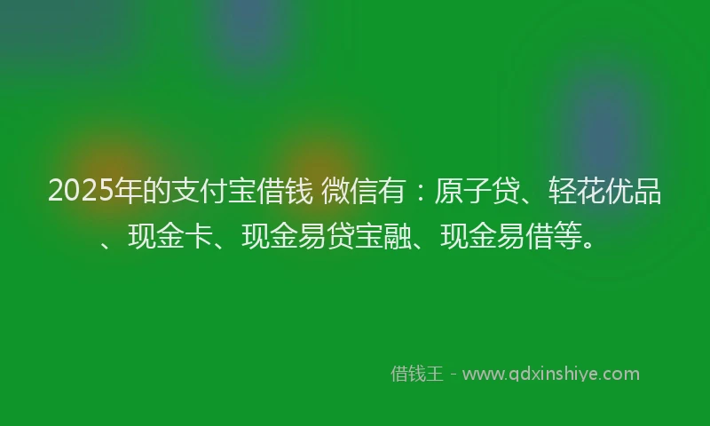2025年的支付宝借钱 微信有：原子贷、轻花优品、现金卡、现金易贷宝融、现金易借等。