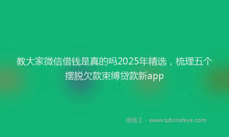 教大家微信借钱是真的吗2025年精选，梳理五个摆脱欠款束缚贷款新app