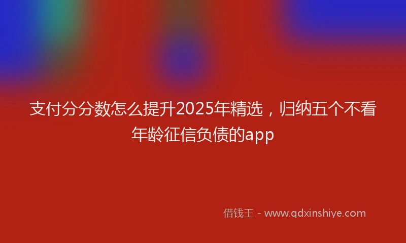 支付分分数怎么提升2025年精选，归纳五个不看年龄征信负债的app