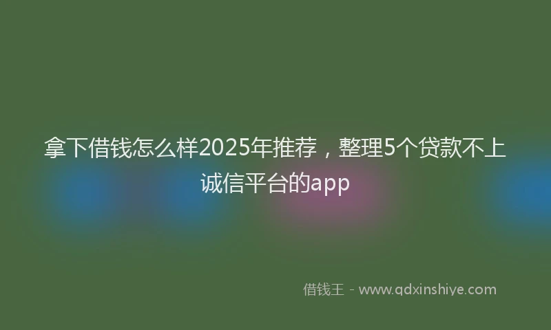 拿下借钱怎么样2025年推荐，整理5个贷款不上诚信平台的app