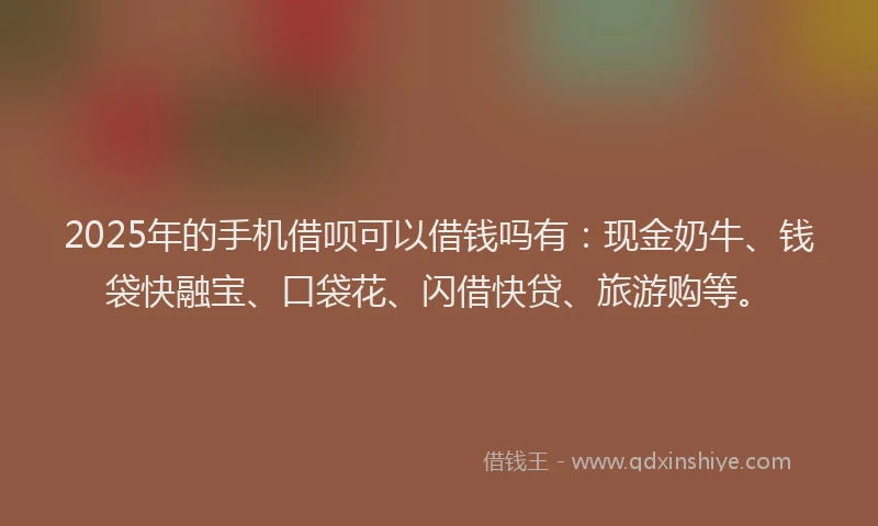 2025年的手机借呗可以借钱吗有：现金奶牛、钱袋快融宝、口袋花、闪借快贷、旅游购等。