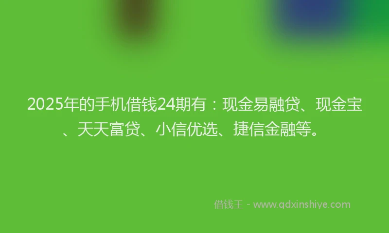 2025年的手机借钱24期有：现金易融贷、现金宝、天天富贷、小信优选、捷信金融等。