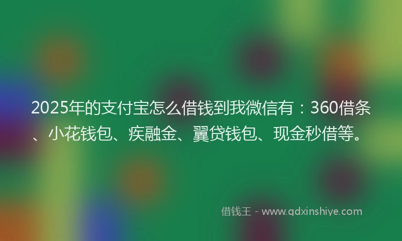 2025年的支付宝怎么借钱到我微信有：360借条、小花钱包、疾融金、翼贷钱包、现金秒借等。