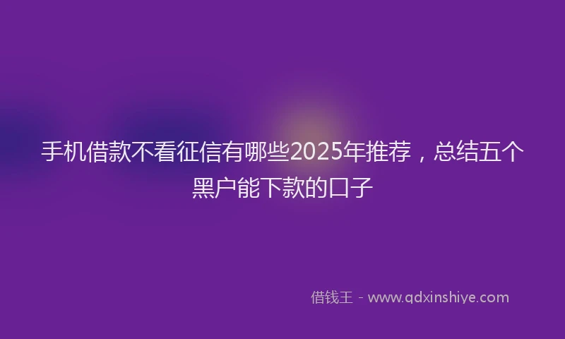 手机借款不看征信有哪些2025年推荐，总结五个黑户能下款的口子