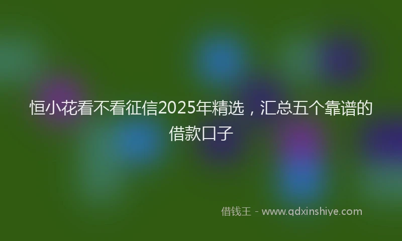 恒小花看不看征信2025年精选，汇总五个靠谱的借款口子