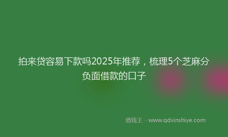 拍来贷容易下款吗2025年推荐，梳理5个芝麻分负面借款的口子