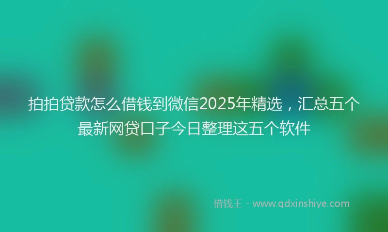 拍拍贷款怎么借钱到微信2025年精选，汇总五个最新网贷口子今日整理这五个软件