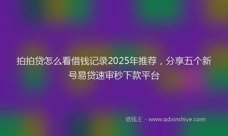 拍拍贷怎么看借钱记录2025年推荐，分享五个新号易贷速审秒下款平台