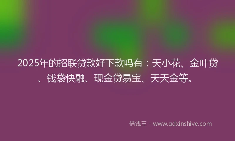 2025年的招联贷款好下款吗有：天小花、金叶贷、钱袋快融、现金贷易宝、天天金等。
