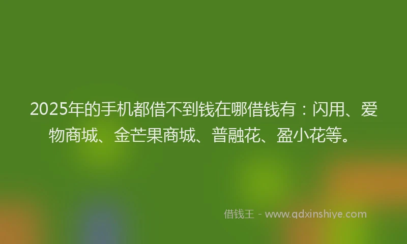 2025年的手机都借不到钱在哪借钱有：闪用、爱物商城、金芒果商城、普融花、盈小花等。