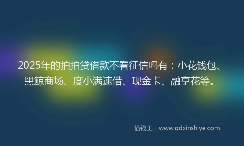 2025年的拍拍贷借款不看征信吗有：小花钱包、黑鲸商场、度小满速借、现金卡、融享花等。