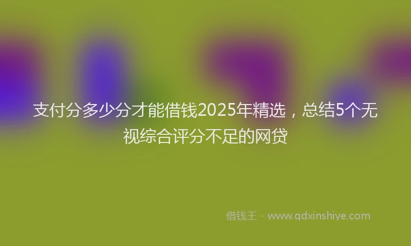 支付分多少分才能借钱2025年精选，总结5个无视综合评分不足的网贷