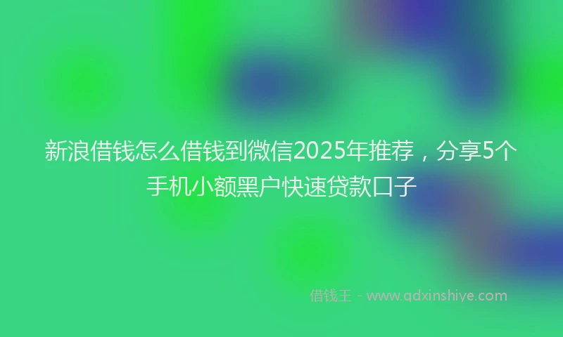 新浪借钱怎么借钱到微信2025年推荐，分享5个手机小额黑户快速贷款口子