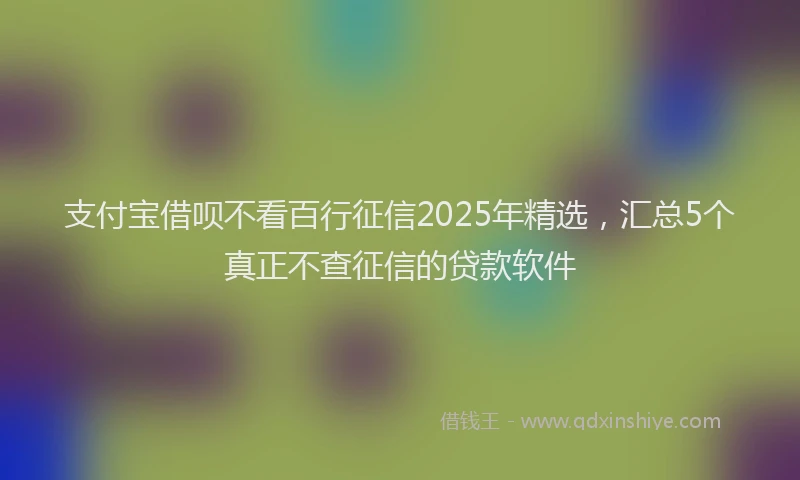 支付宝借呗不看百行征信2025年精选，汇总5个真正不查征信的贷款软件
