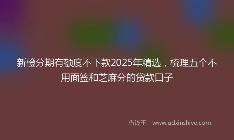 新橙分期有额度不下款2025年精选，梳理五个不用面签和芝麻分的贷款口子