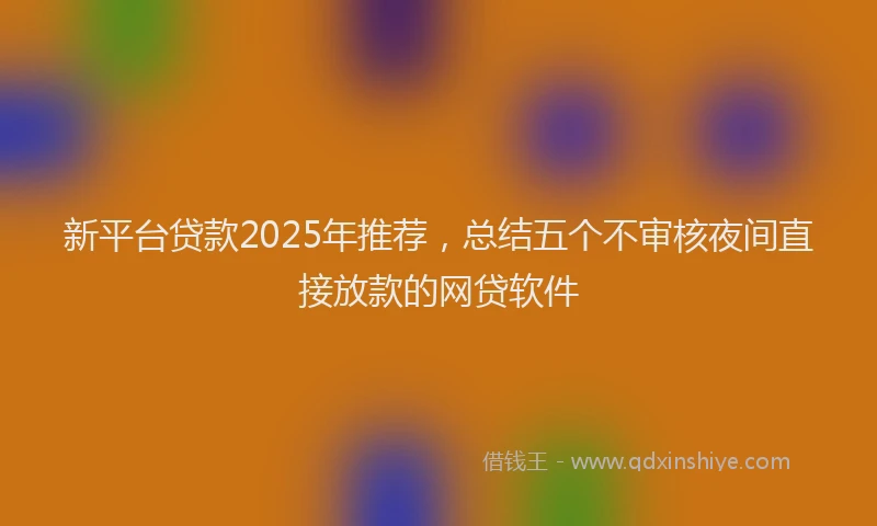 新平台贷款2025年推荐，总结五个不审核夜间直接放款的网贷软件