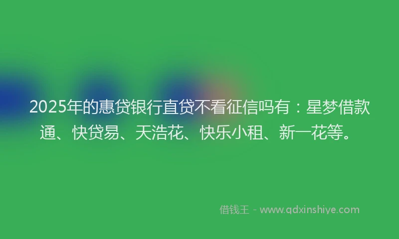2025年的惠贷银行直贷不看征信吗有：星梦借款通、快贷易、天浩花、快乐小租、新一花等。