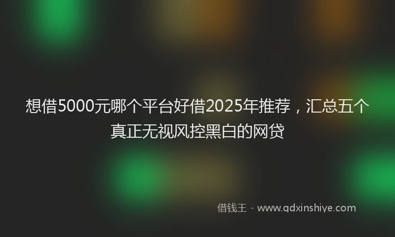 想借5000元哪个平台好借2025年推荐，汇总五个真正无视风控黑白的网贷