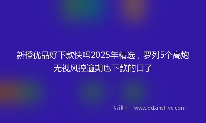 新橙优品好下款快吗2025年精选，罗列5个高炮无视风控逾期也下款的口子