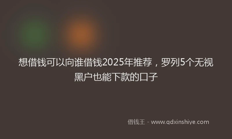 想借钱可以向谁借钱2025年推荐，罗列5个无视黑户也能下款的口子