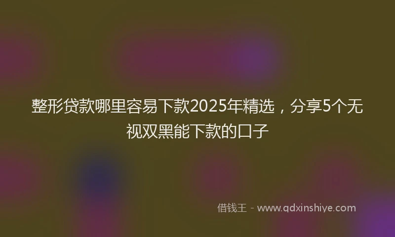 整形贷款哪里容易下款2025年精选，分享5个无视双黑能下款的口子