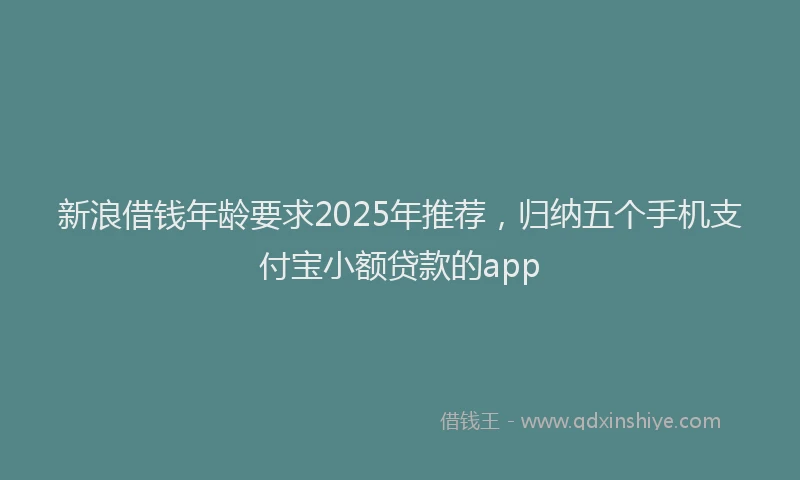 新浪借钱年龄要求2025年推荐，归纳五个手机支付宝小额贷款的app