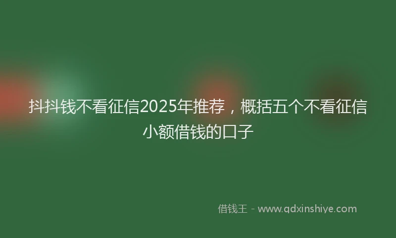 抖抖钱不看征信2025年推荐，概括五个不看征信小额借钱的口子