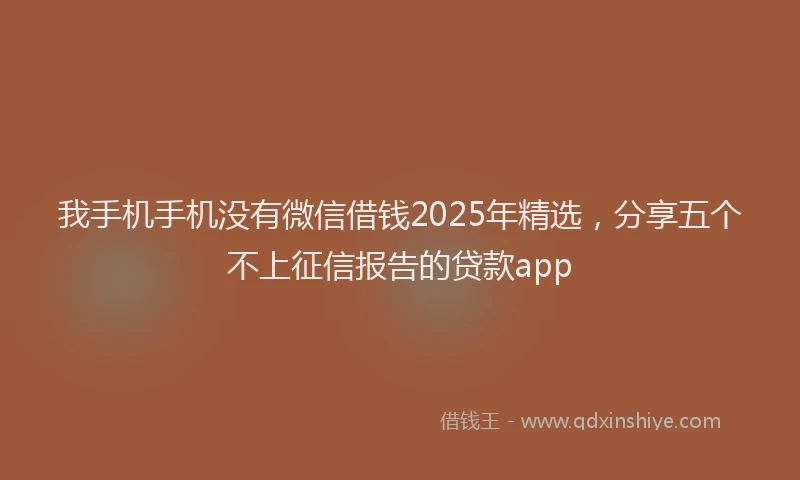 我手机手机没有微信借钱2025年精选，分享五个不上征信报告的贷款app