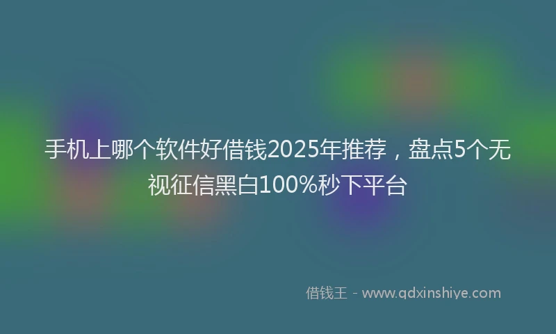 手机上哪个软件好借钱2025年推荐，盘点5个无视征信黑白100%秒下平台
