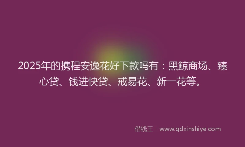 2025年的携程安逸花好下款吗有：黑鲸商场、臻心贷、钱进快贷、戒易花、新一花等。