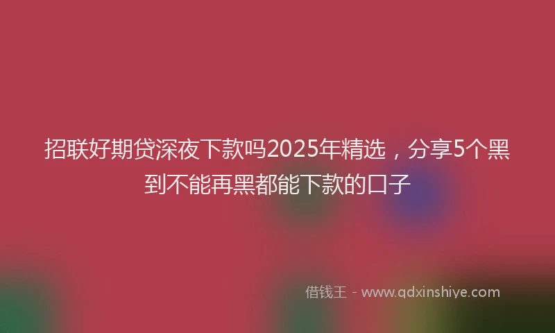 招联好期贷深夜下款吗2025年精选，分享5个黑到不能再黑都能下款的口子
