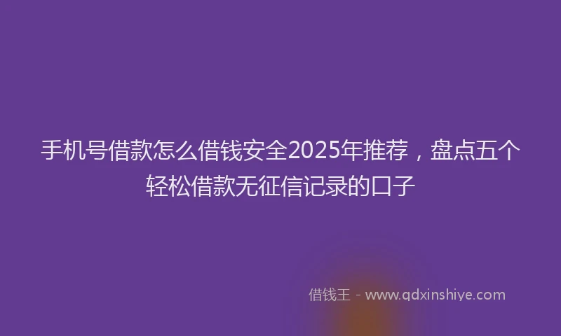 手机号借款怎么借钱安全2025年推荐，盘点五个轻松借款无征信记录的口子