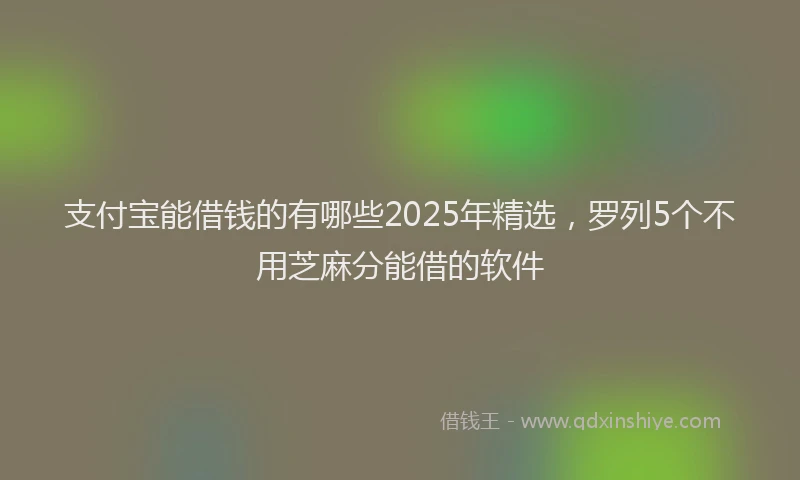 支付宝能借钱的有哪些2025年精选，罗列5个不用芝麻分能借的软件