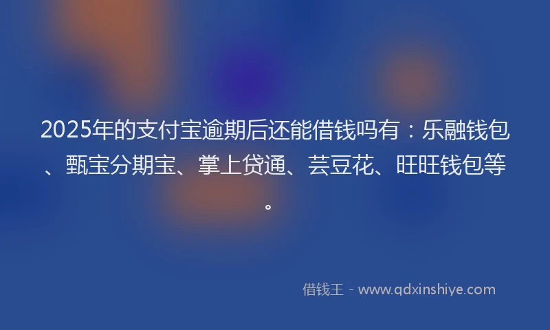 2025年的支付宝逾期后还能借钱吗有：乐融钱包、甄宝分期宝、掌上贷通、芸豆花、旺旺钱包等。