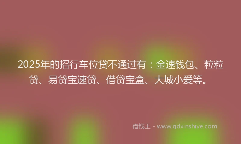 2025年的招行车位贷不通过有：金速钱包、粒粒贷、易贷宝速贷、借贷宝盒、大城小爱等。